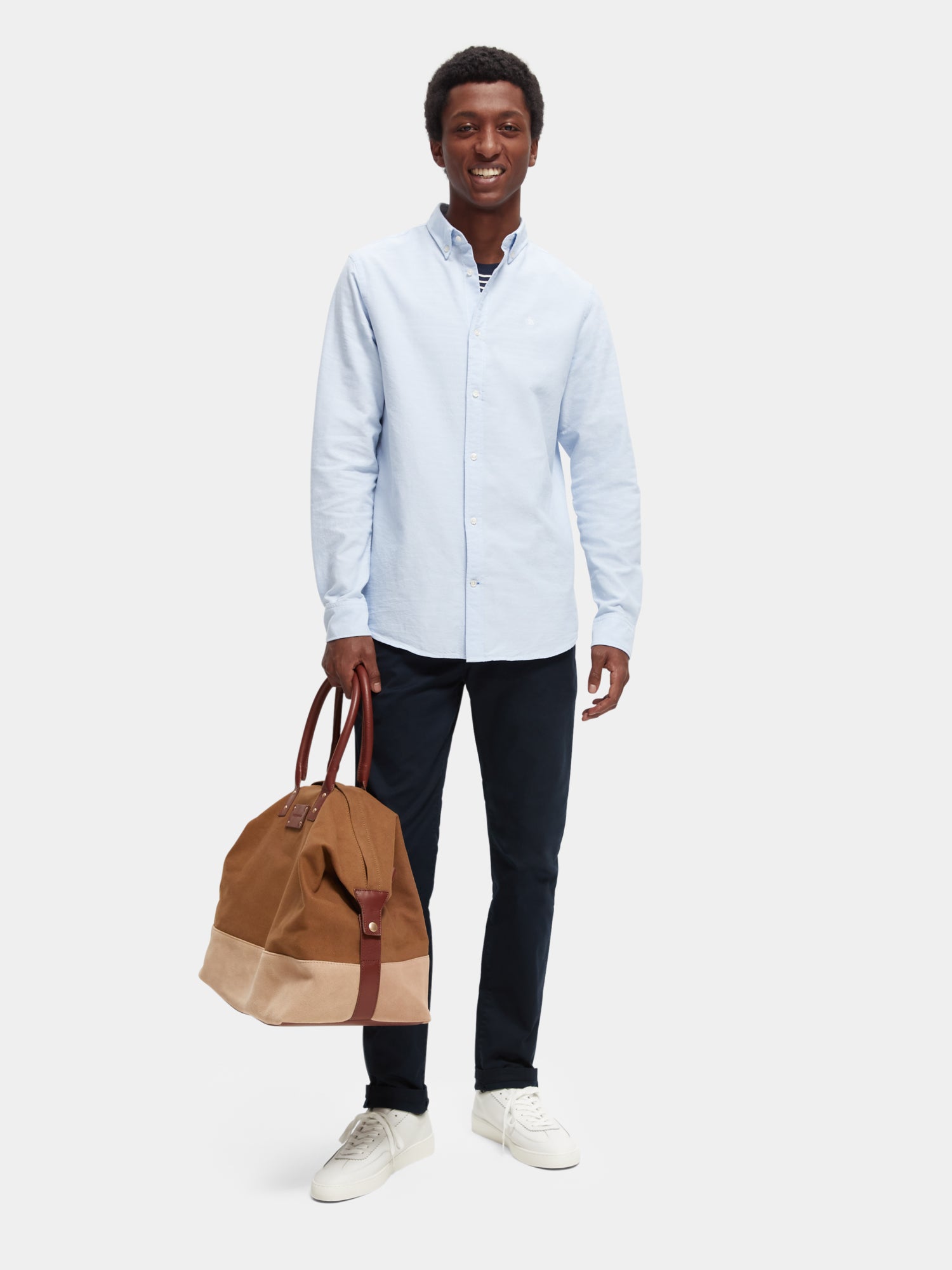 Organic cotton/elastane oxford shirt - Blue