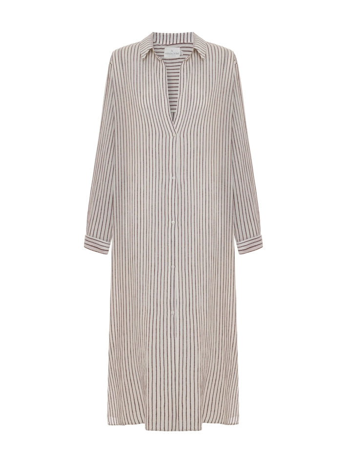 Voyage Shirt Dress - Burgundy Stripes