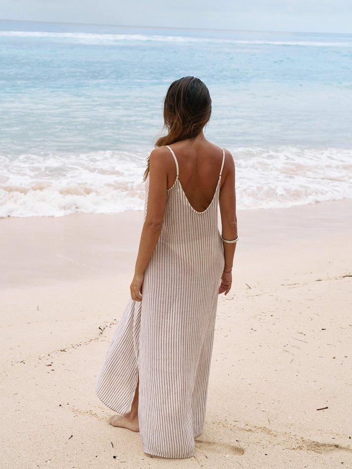 Yaz Dress - Burgundy Stripes