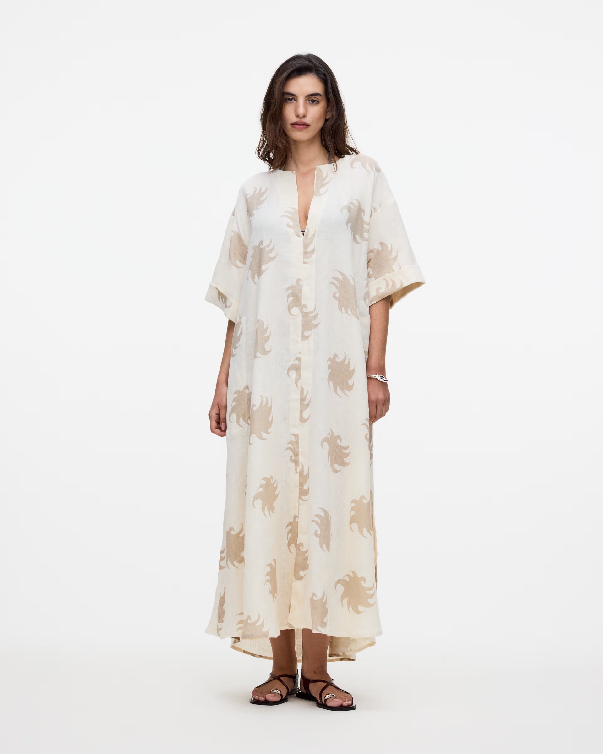 Hazel Ember Tangelo Linen Dress