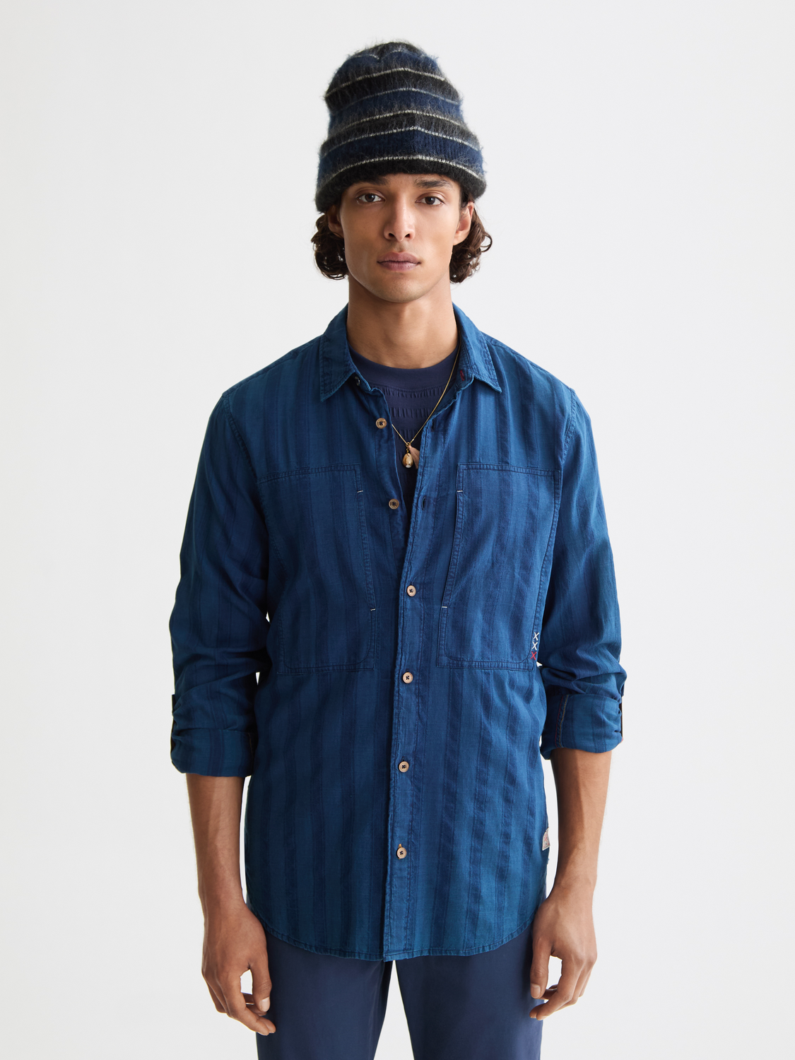 Textured indigo shirt - Washed Indigo