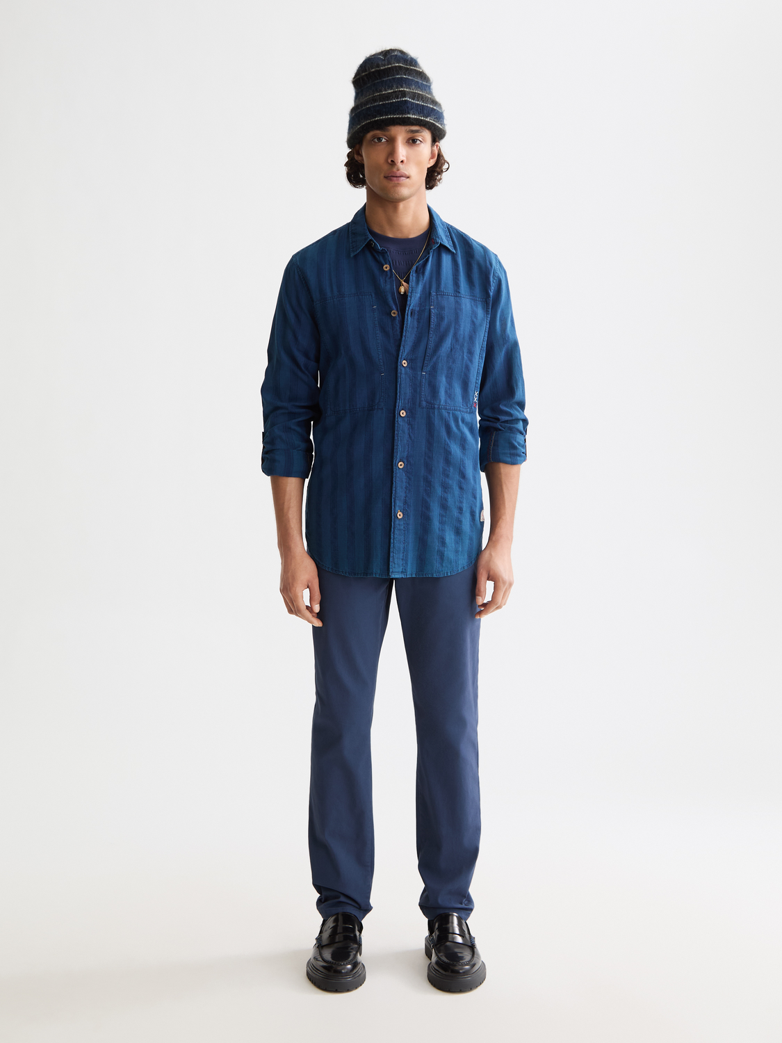 Textured indigo shirt - Washed Indigo