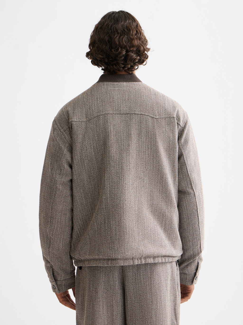 Reversible bomber jacket - Demitasse / Eggnog Herringbone
