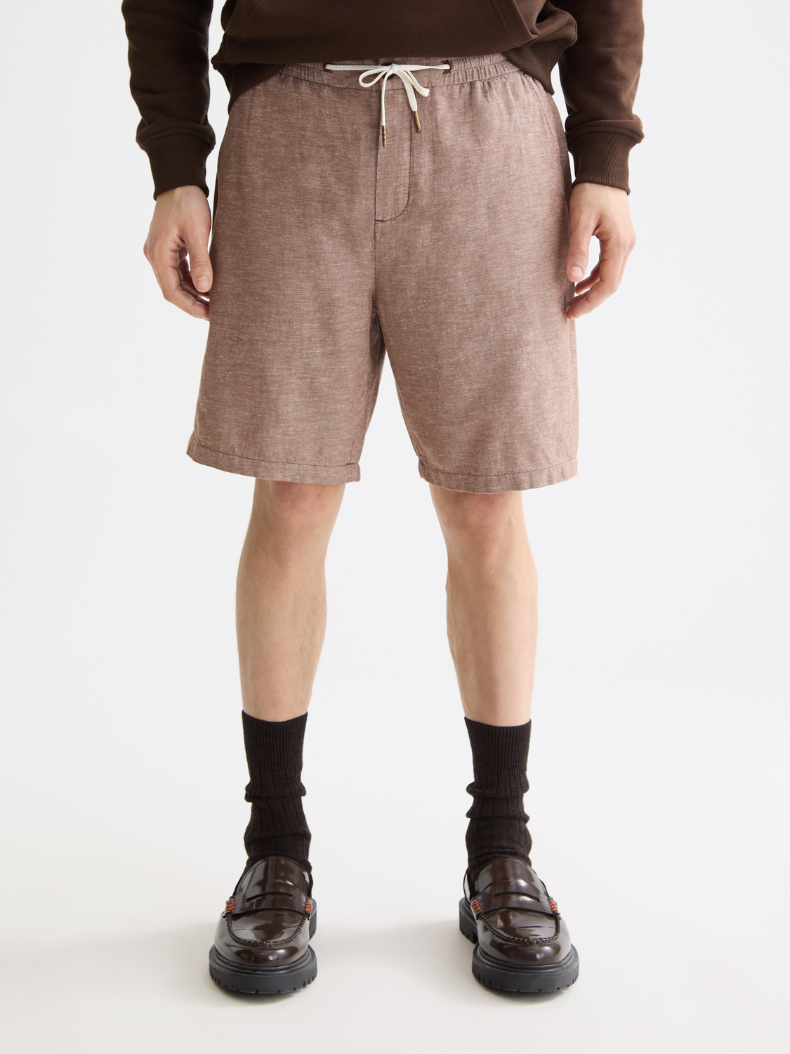 Fave cotton-linen shorts - Soft Silt