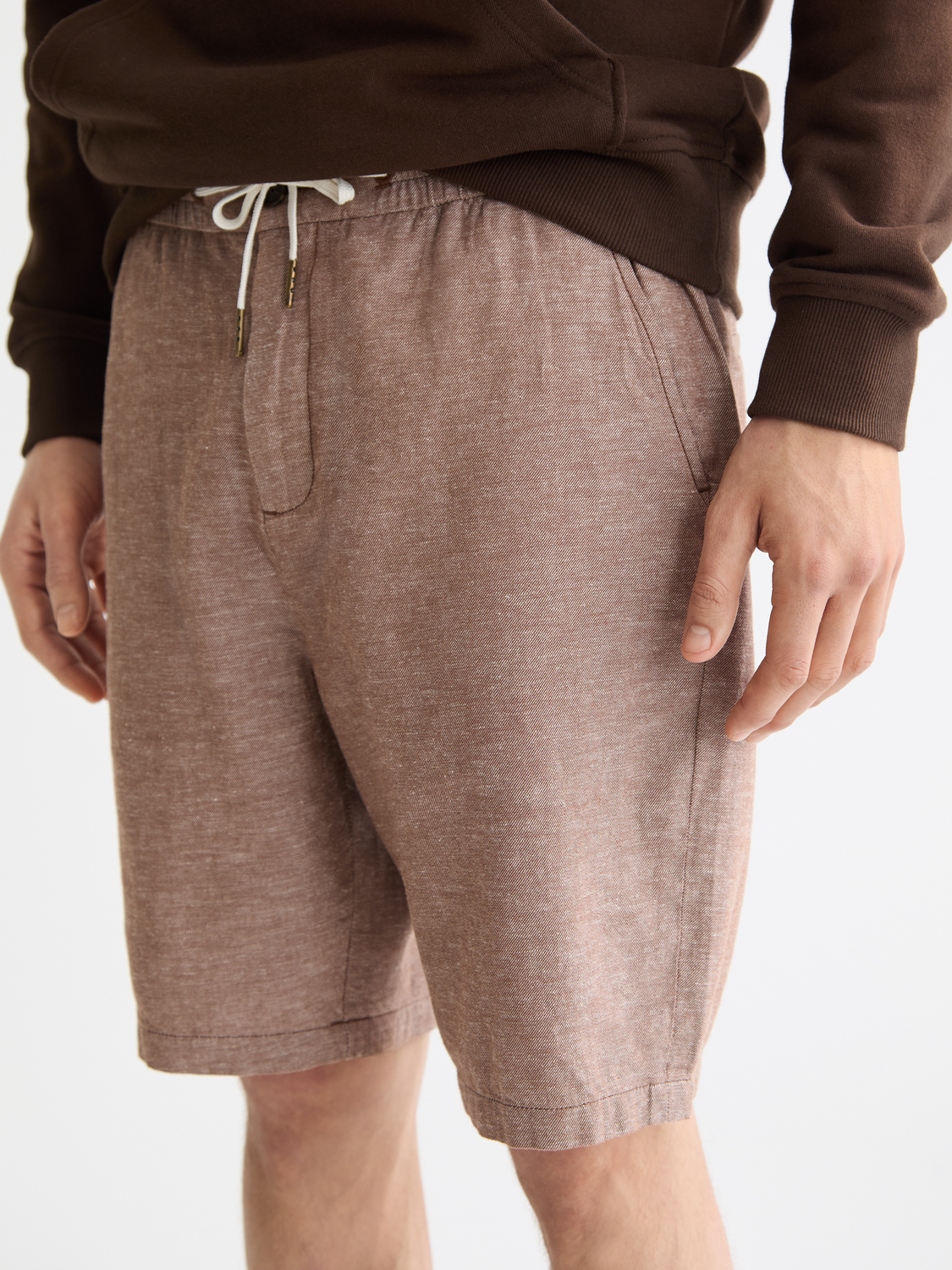 Fave cotton-linen shorts - Soft Silt