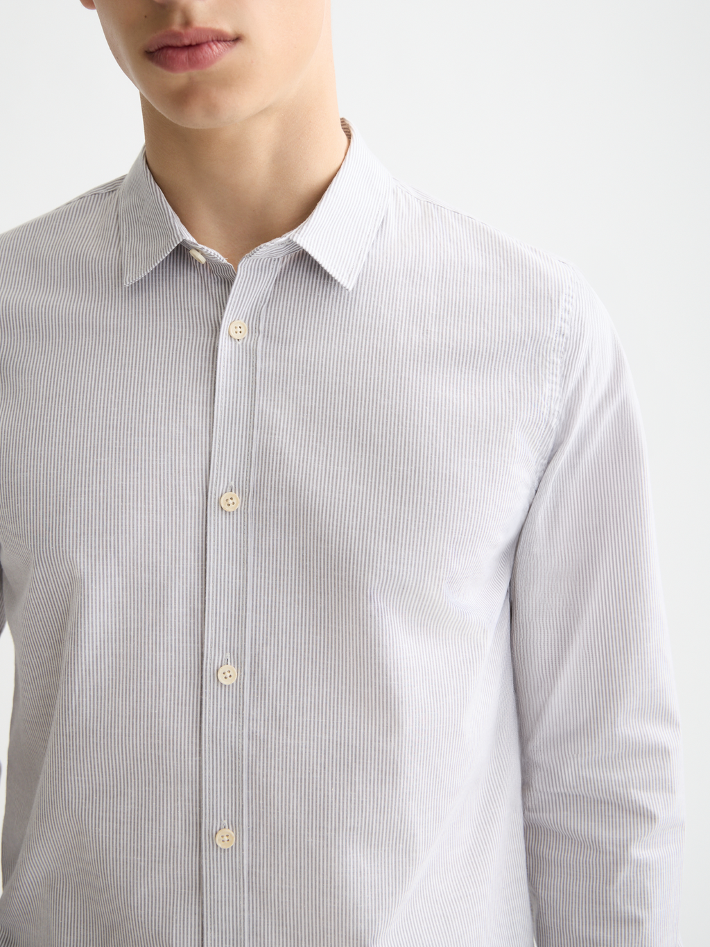 Poplin shirt - Gull / White Stripes