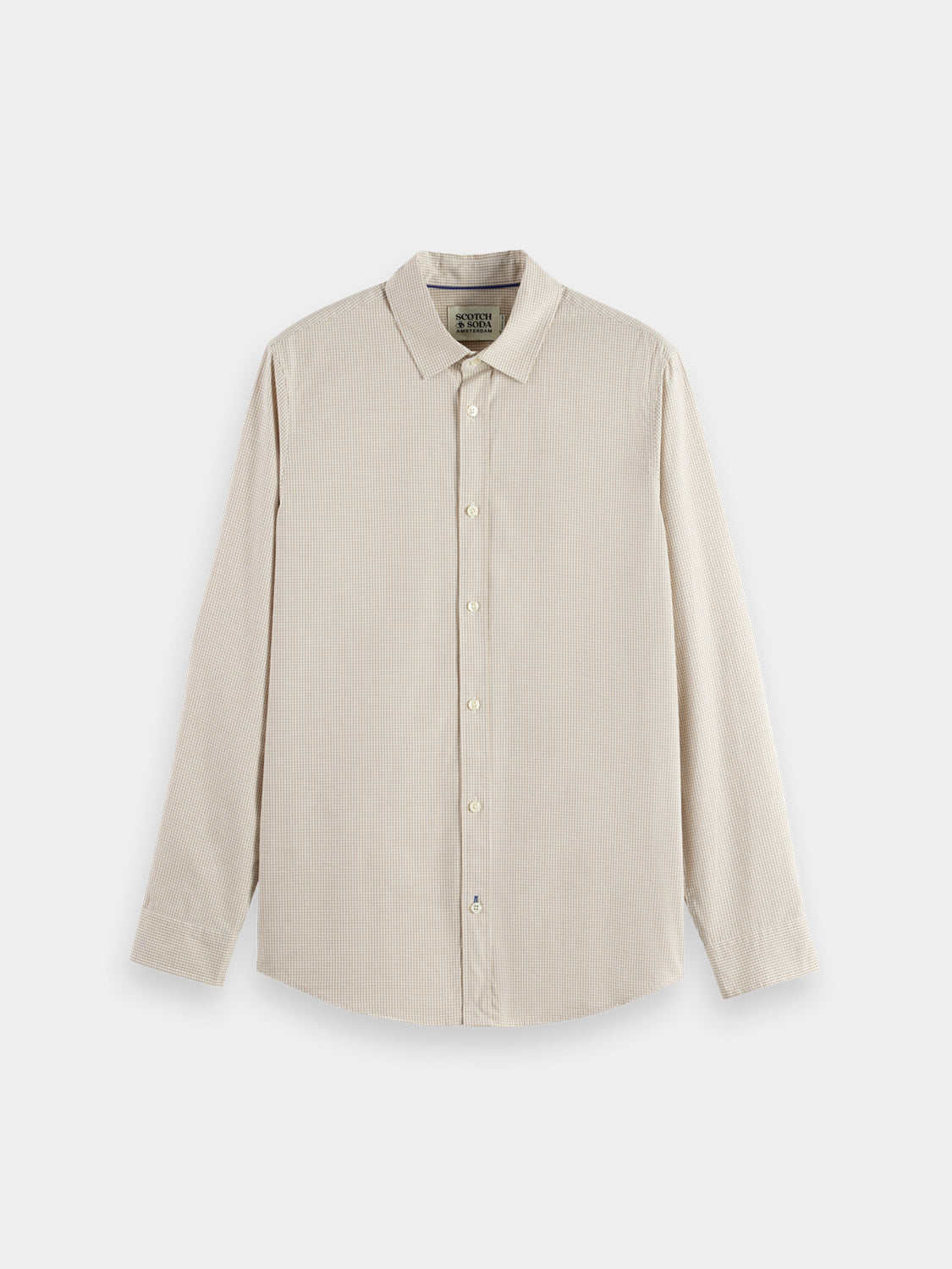 Check poplin shirt - Plaza Taupe Micro Check