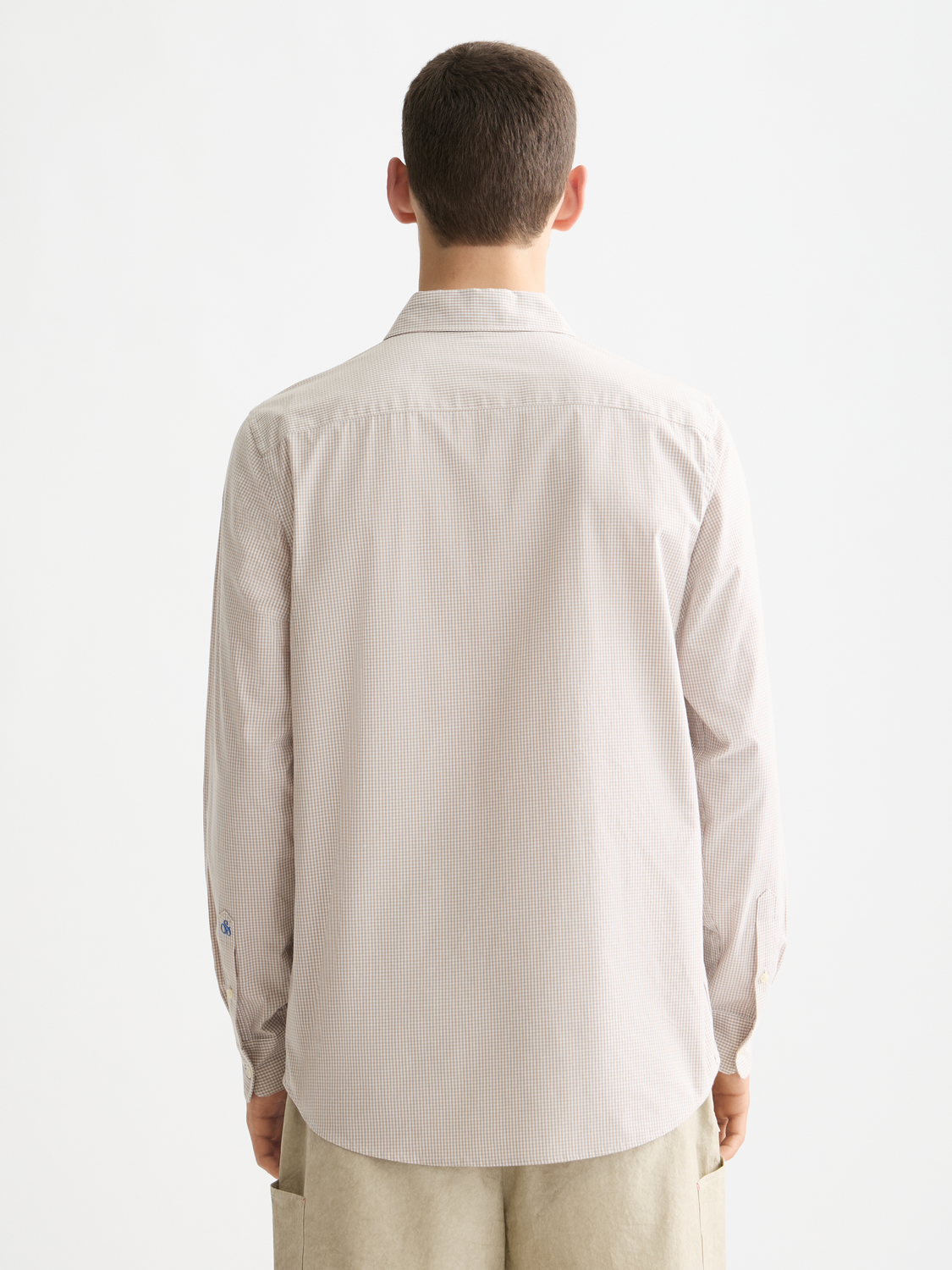 Check poplin shirt - Plaza Taupe Micro Check