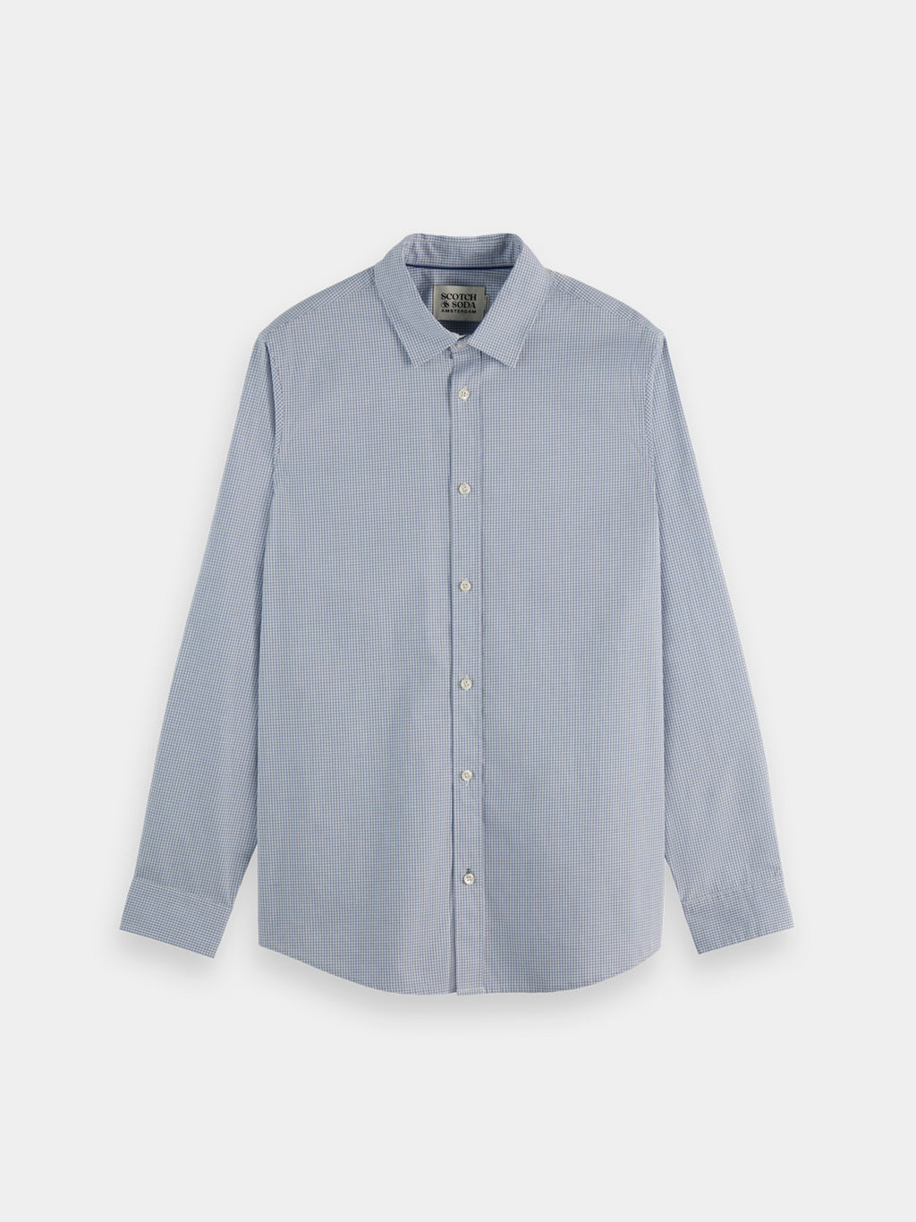 Check poplin shirt - Faded Denim Micro Check