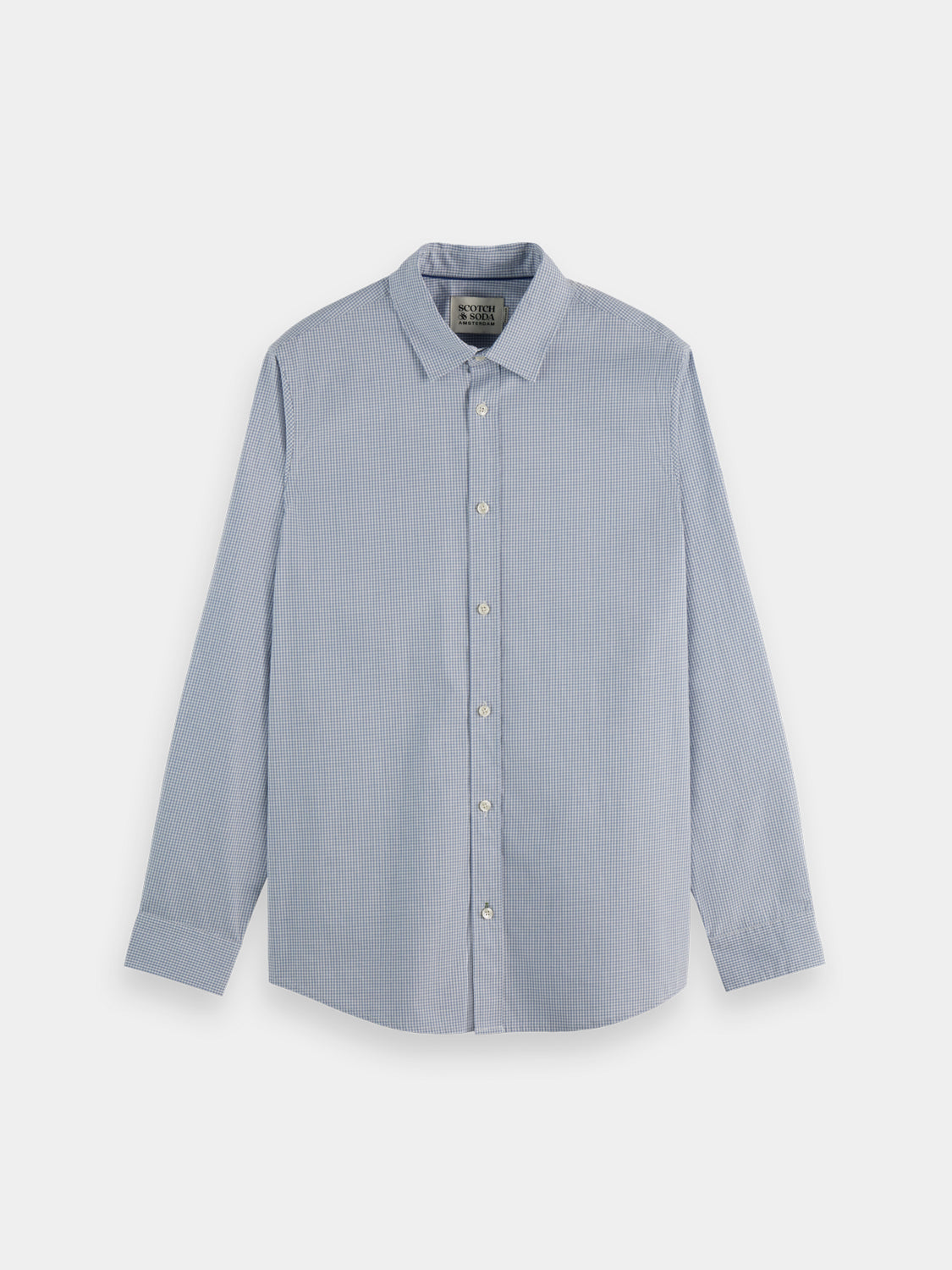 Check poplin shirt - Faded Denim Micro Check