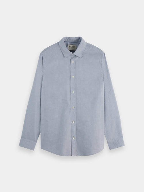 Check poplin shirt - Faded Denim Micro Check