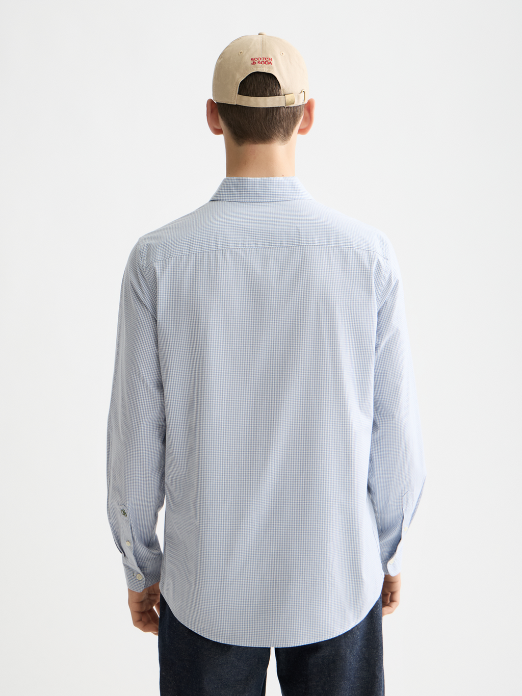 Check poplin shirt - Faded Denim Micro Check
