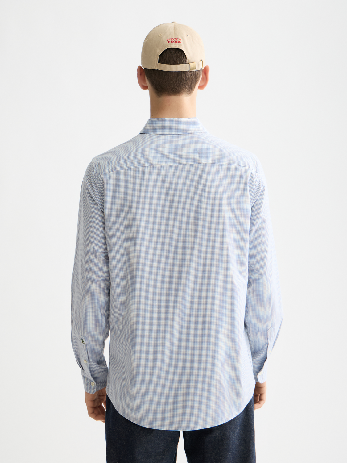 Check poplin shirt - Faded Denim Micro Check