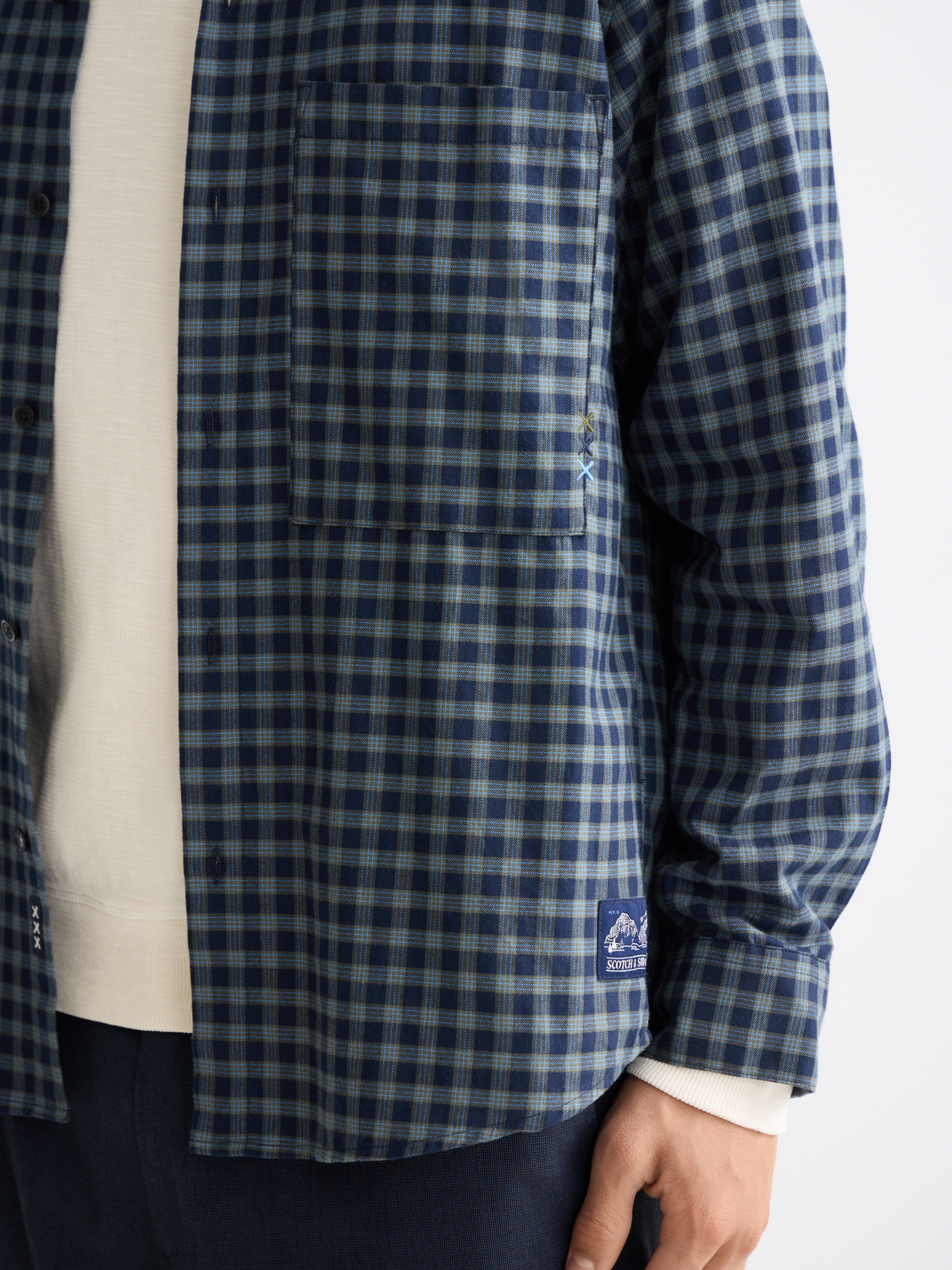 Lightweight flannel shirt - Sky Captain Check