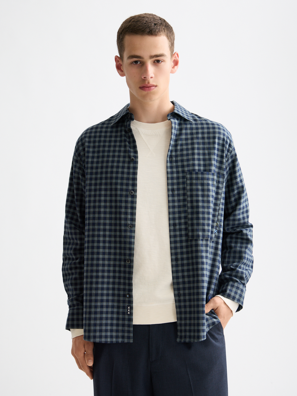 Lightweight flannel shirt - Sky Captain Check