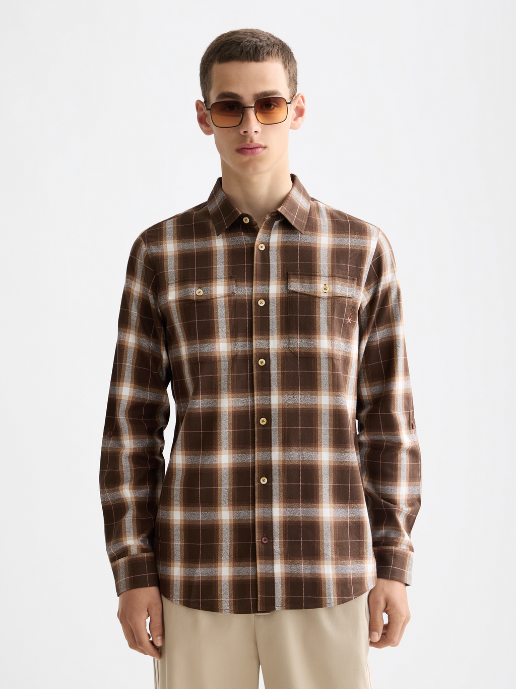 Lightweight flannel shirt - Soft Silt Check