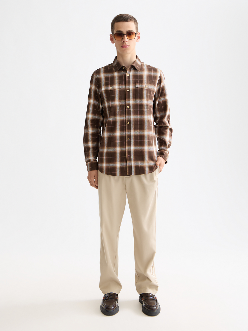 Lightweight flannel shirt - Soft Silt Check