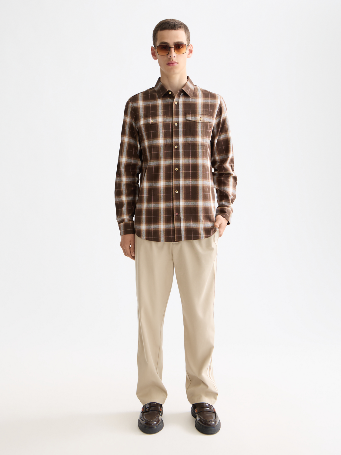 Lightweight flannel shirt - Soft Silt Check