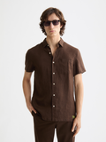 Short sleeved linen shirt - Demitasse