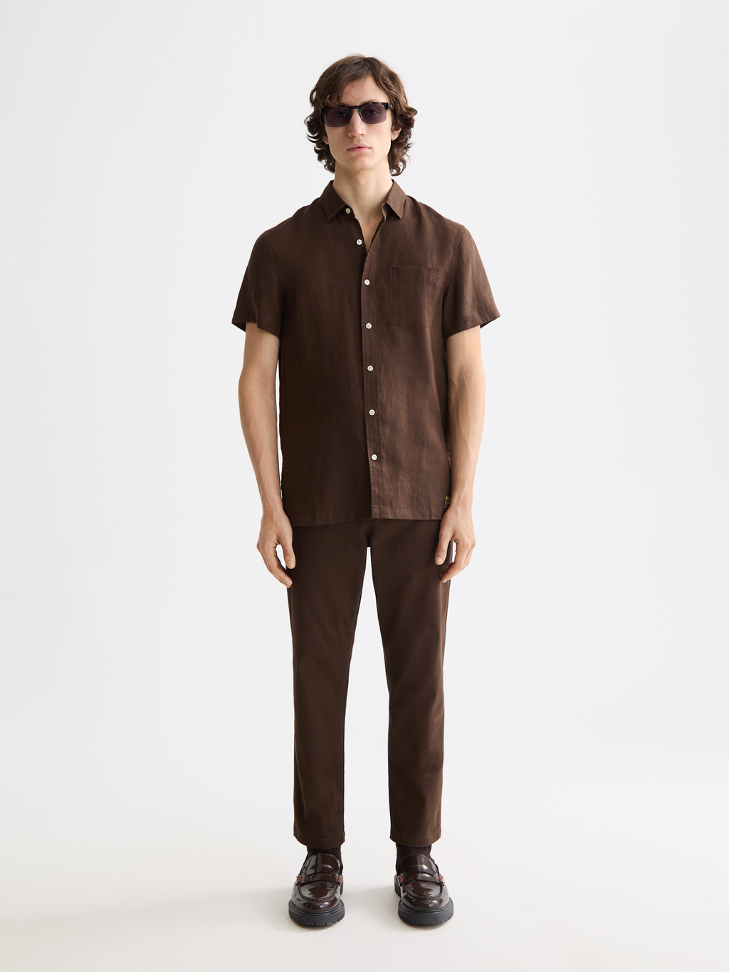 Short sleeved linen shirt - Demitasse