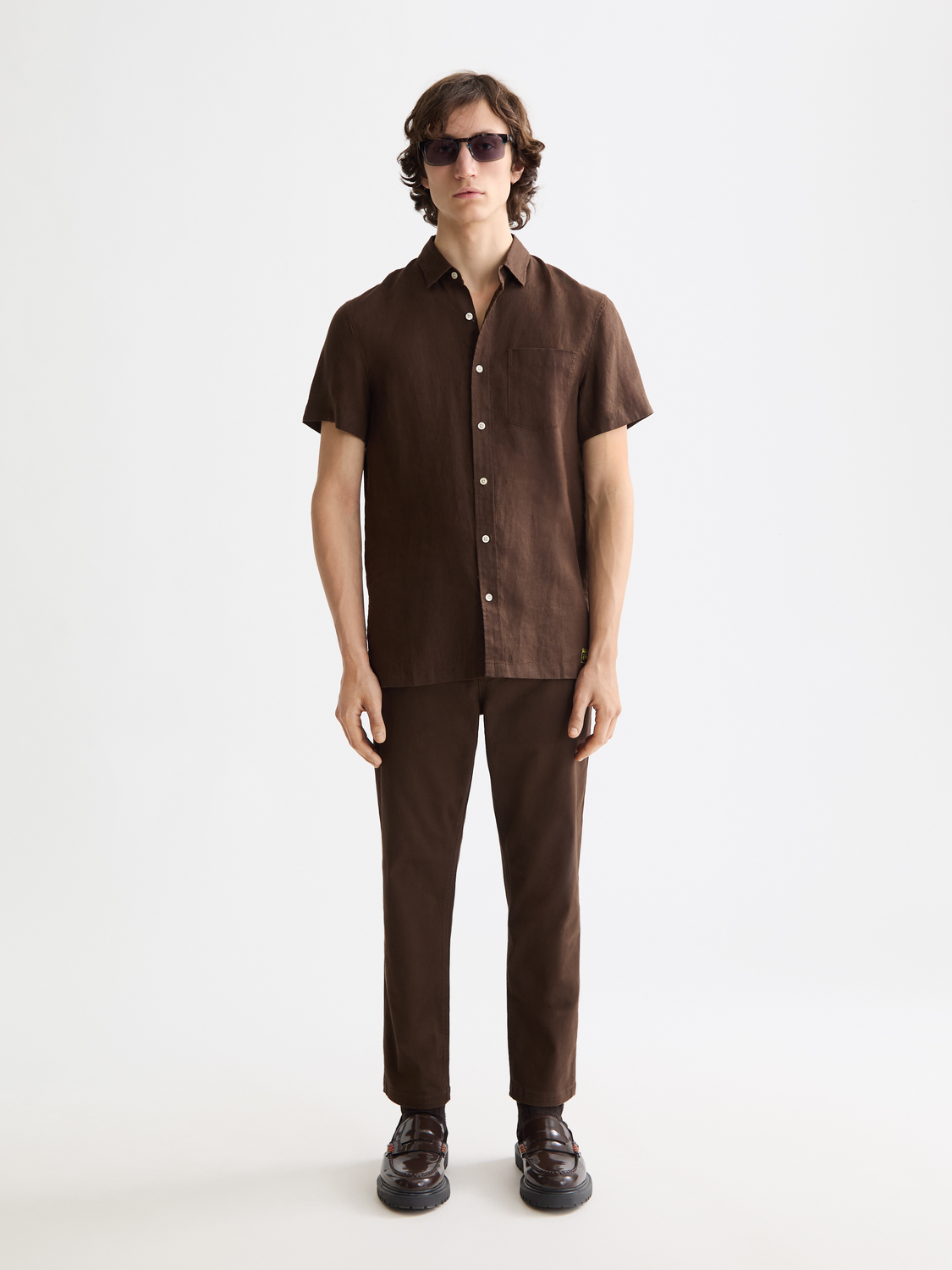 Short sleeved linen shirt - Demitasse