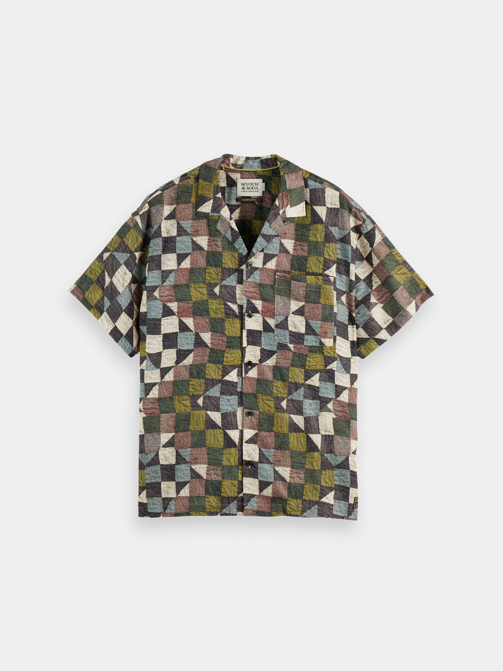 Printed short sleeved shirt - Zig Zag Patchwork Multi