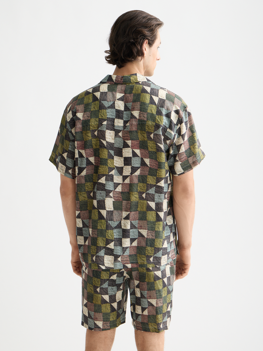 Printed short sleeved shirt - Zig Zag Patchwork Multi