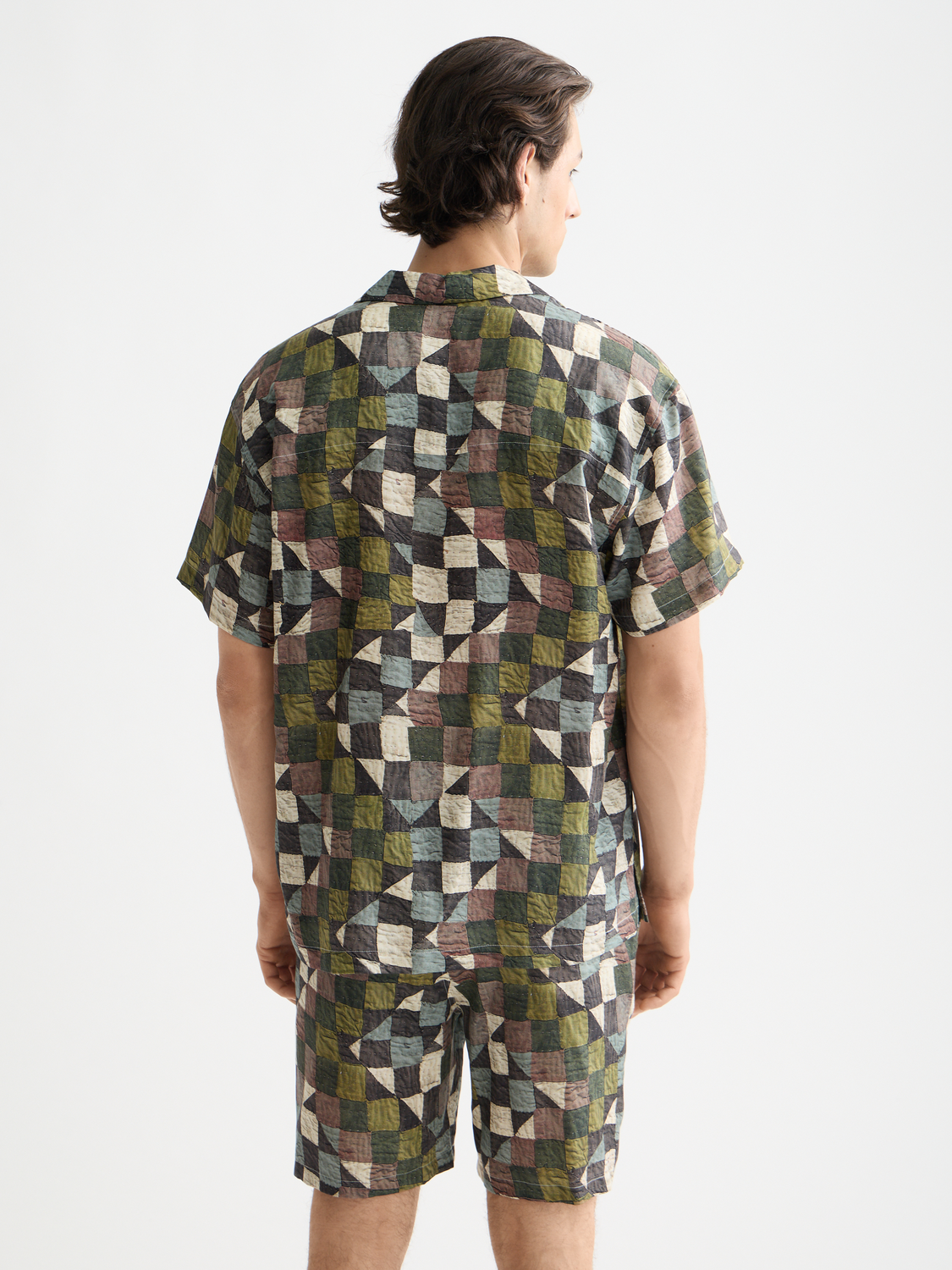 Printed short sleeved shirt - Zig Zag Patchwork Multi