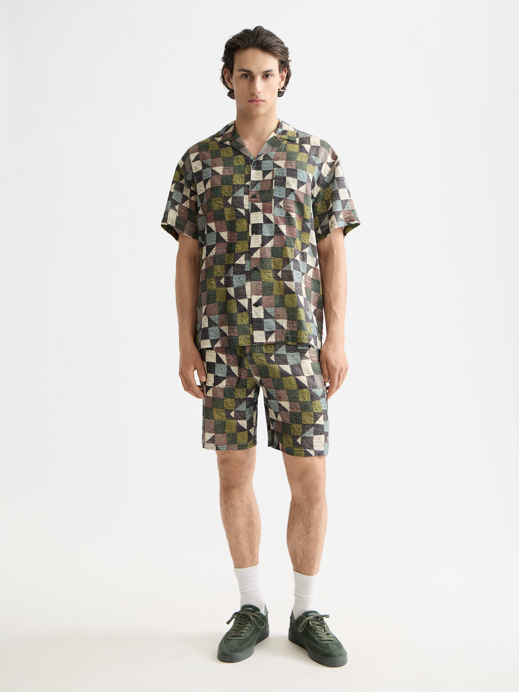 Printed short sleeved shirt - Zig Zag Patchwork Multi