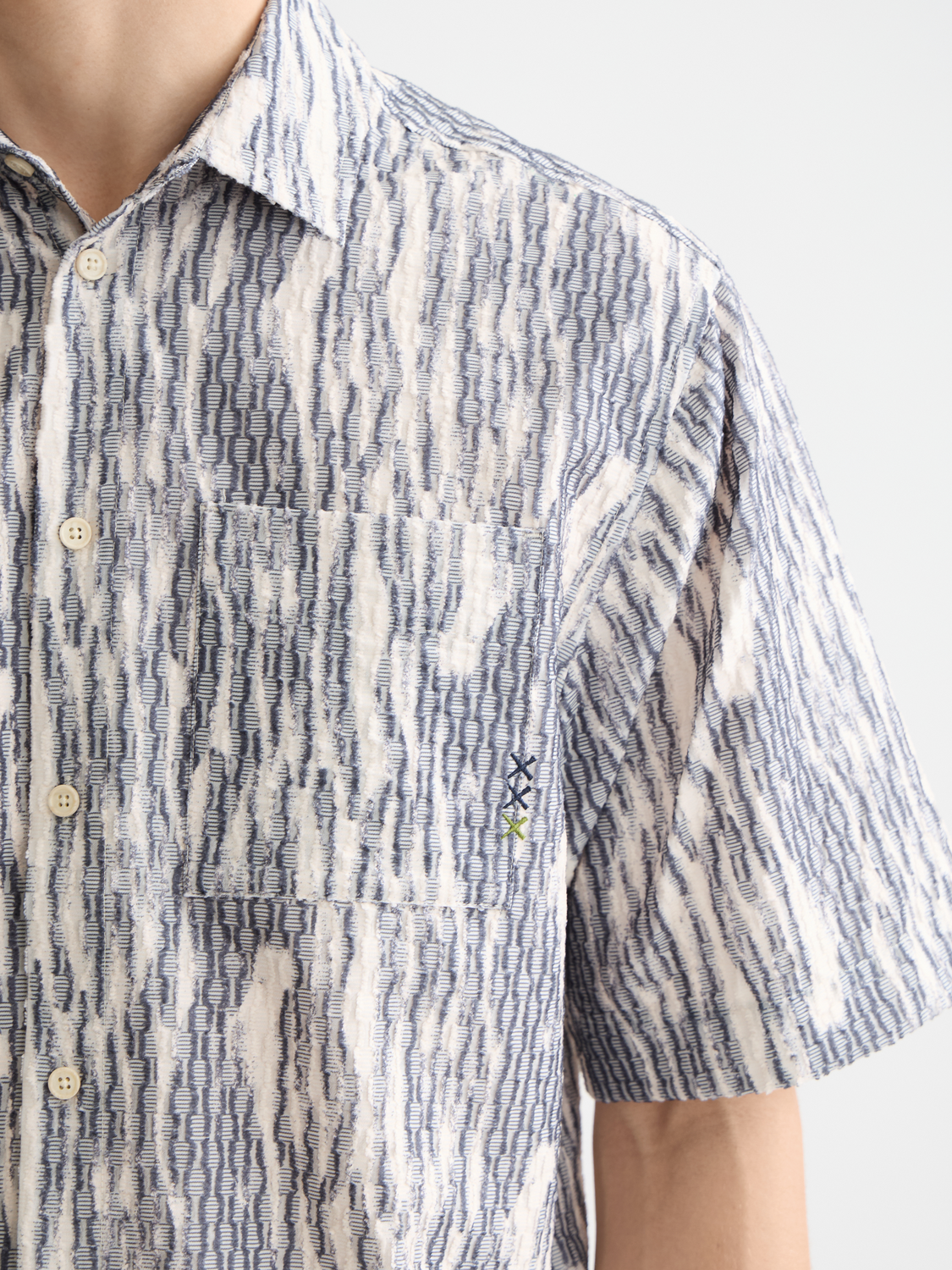 Jacquard short sleeved shirt - Sky Captain Jacquard