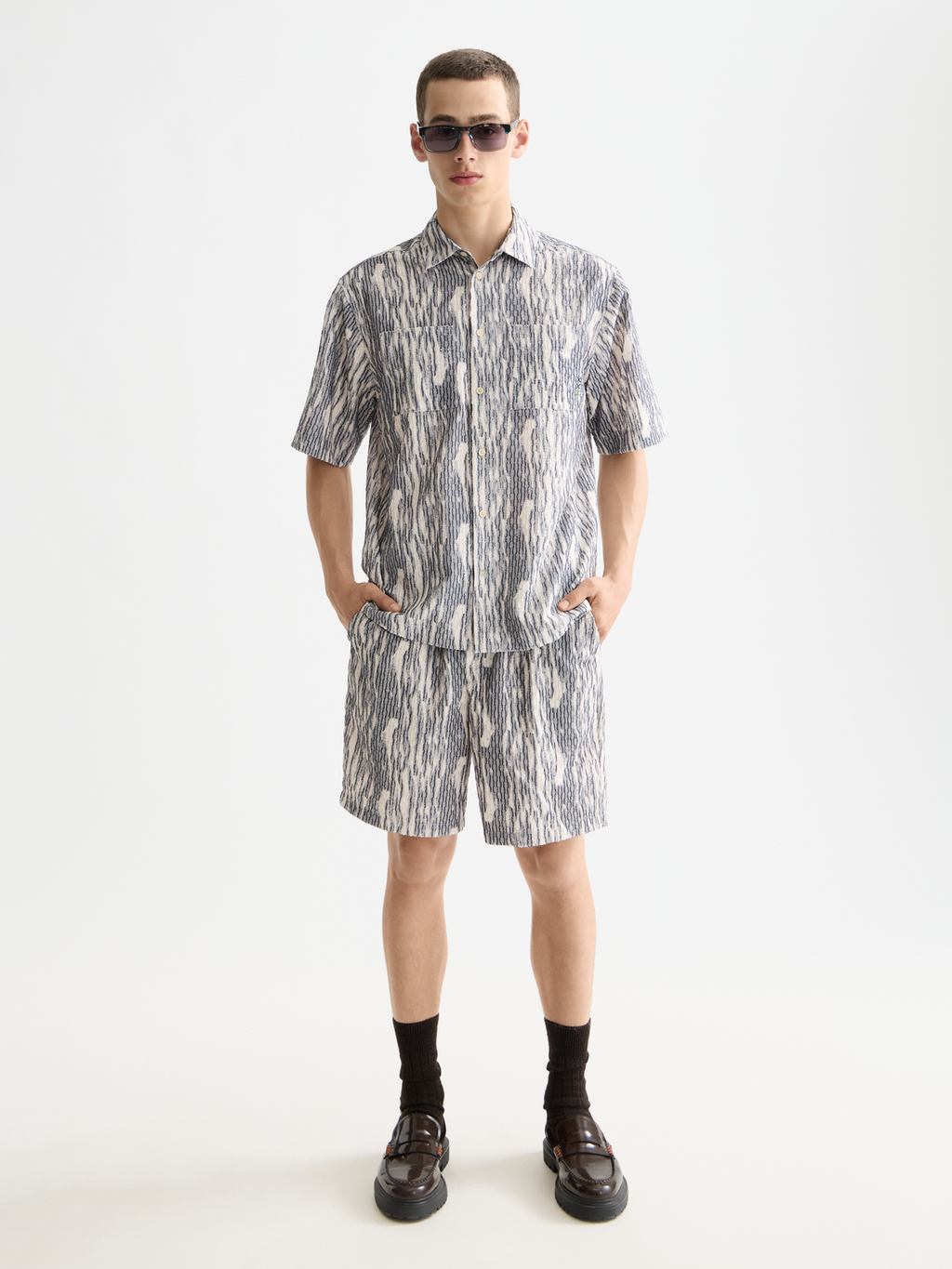Jacquard short sleeved shirt - Sky Captain Jacquard
