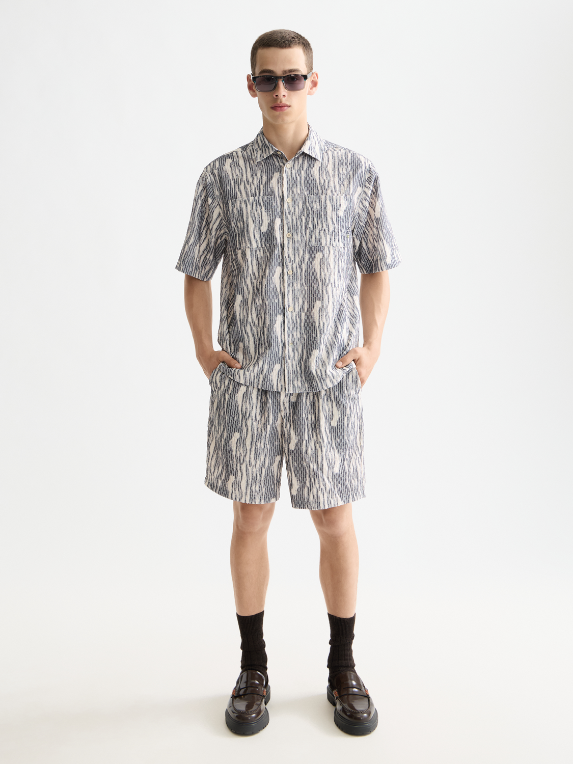 Jacquard short sleeved shirt - Sky Captain Jacquard