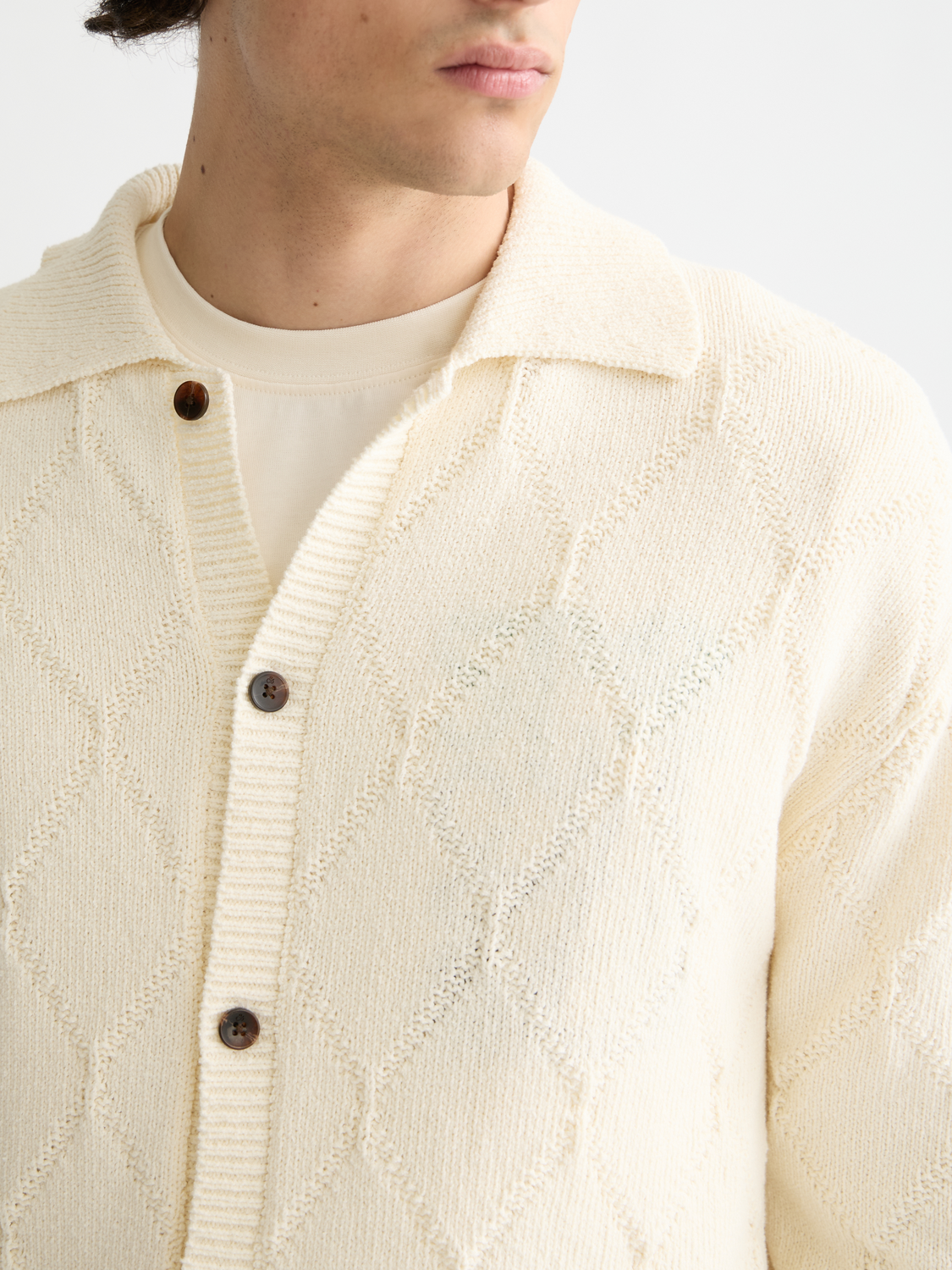 Knitted long sleeved shirt - Eggnog