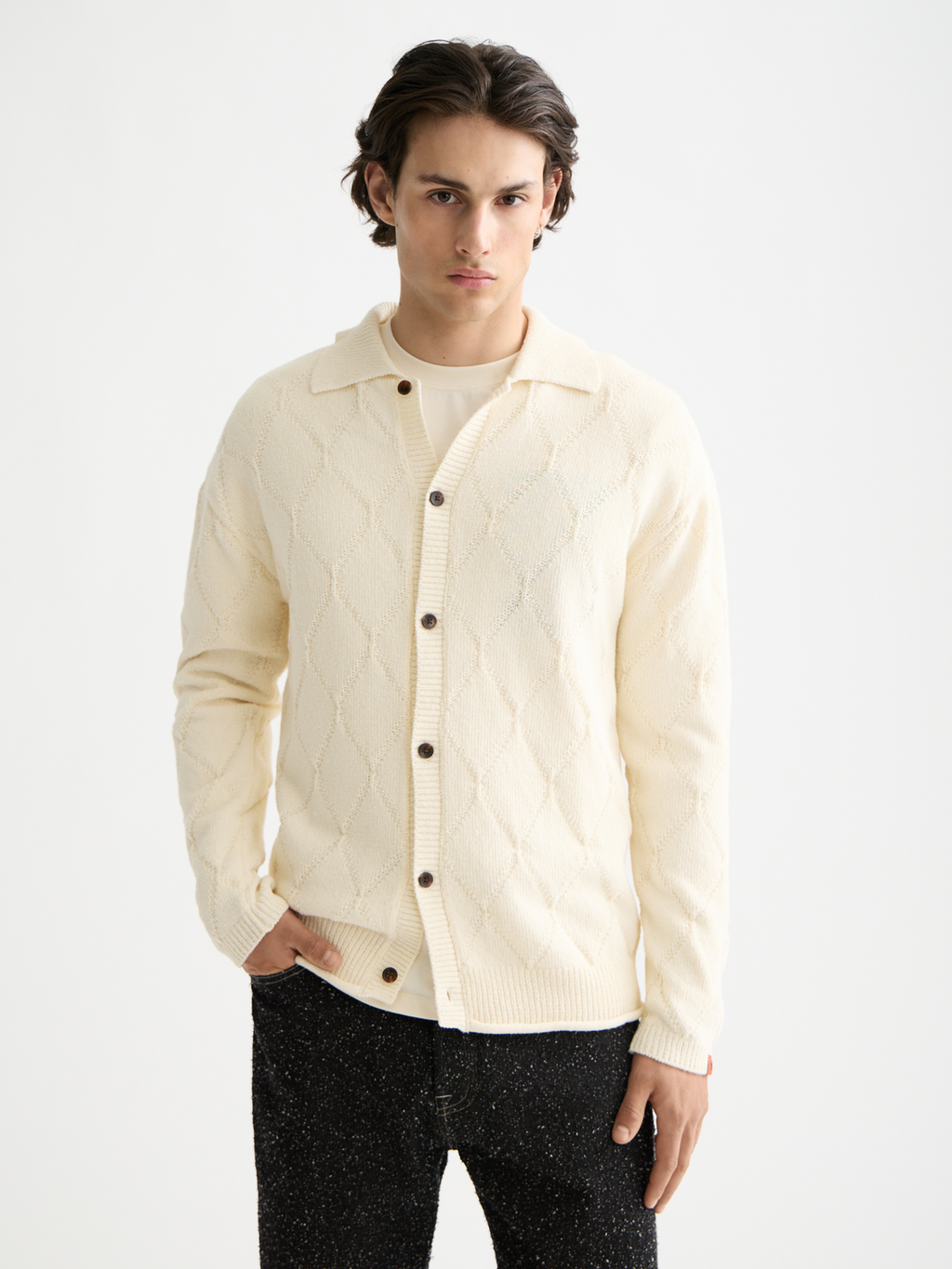 Knitted long sleeved shirt - Eggnog