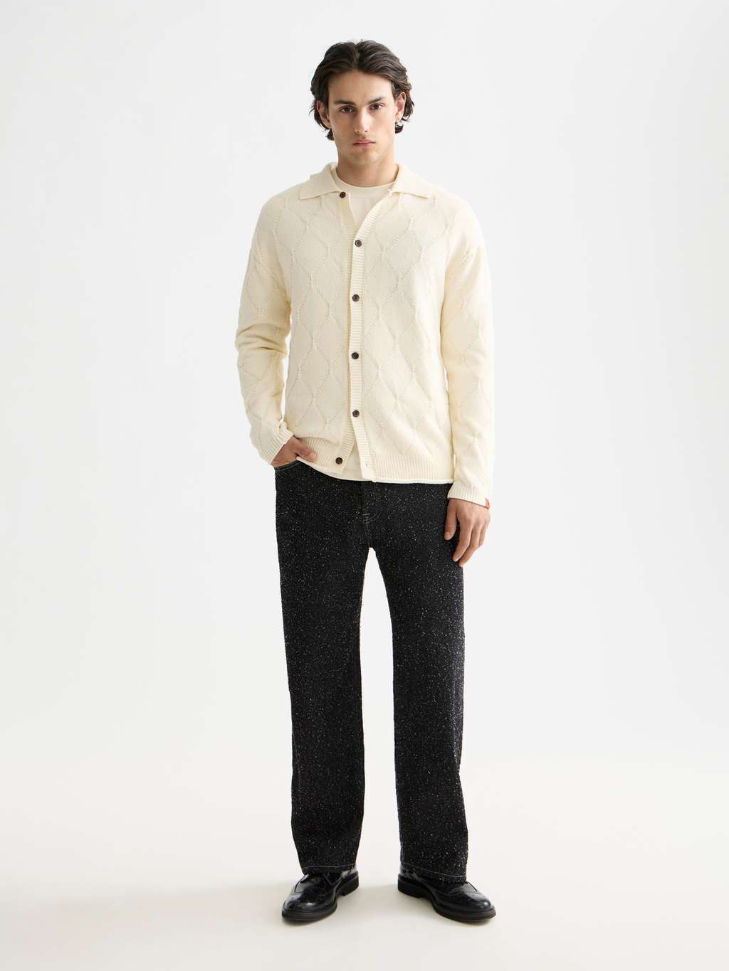 Knitted long sleeved shirt - Eggnog