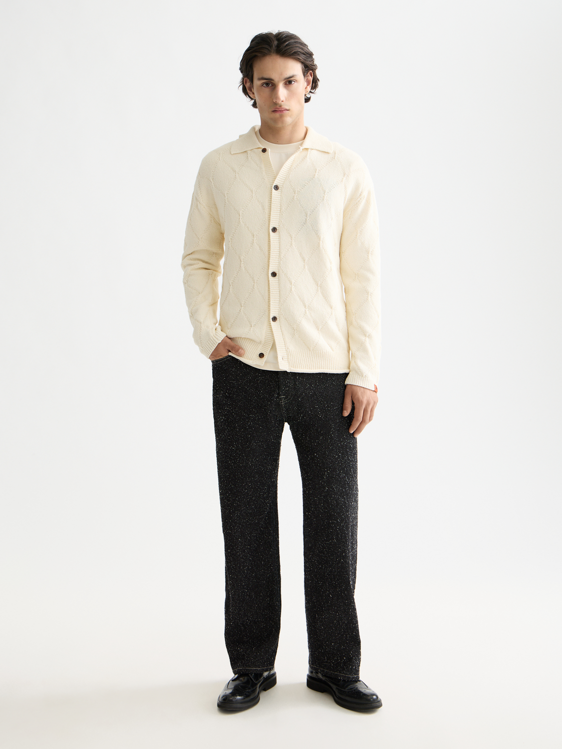 Knitted long sleeved shirt - Eggnog