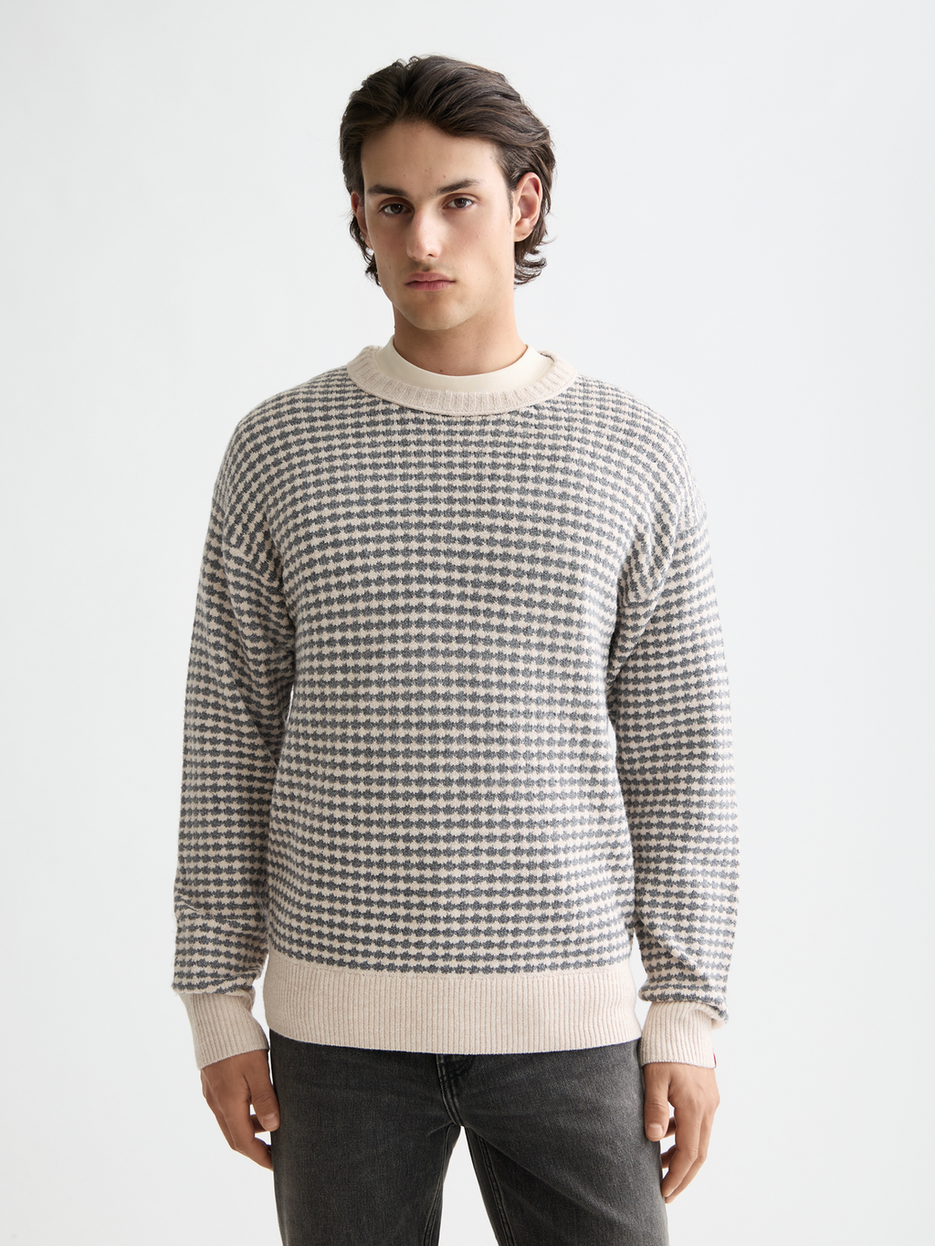 Chenille pullover - Grey Melange/ Eggnog