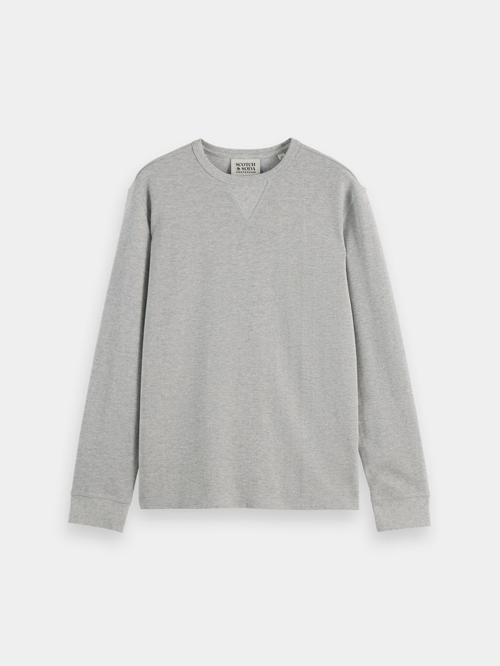 Waffle long sleeved t-shirt - Mid Grey Melange