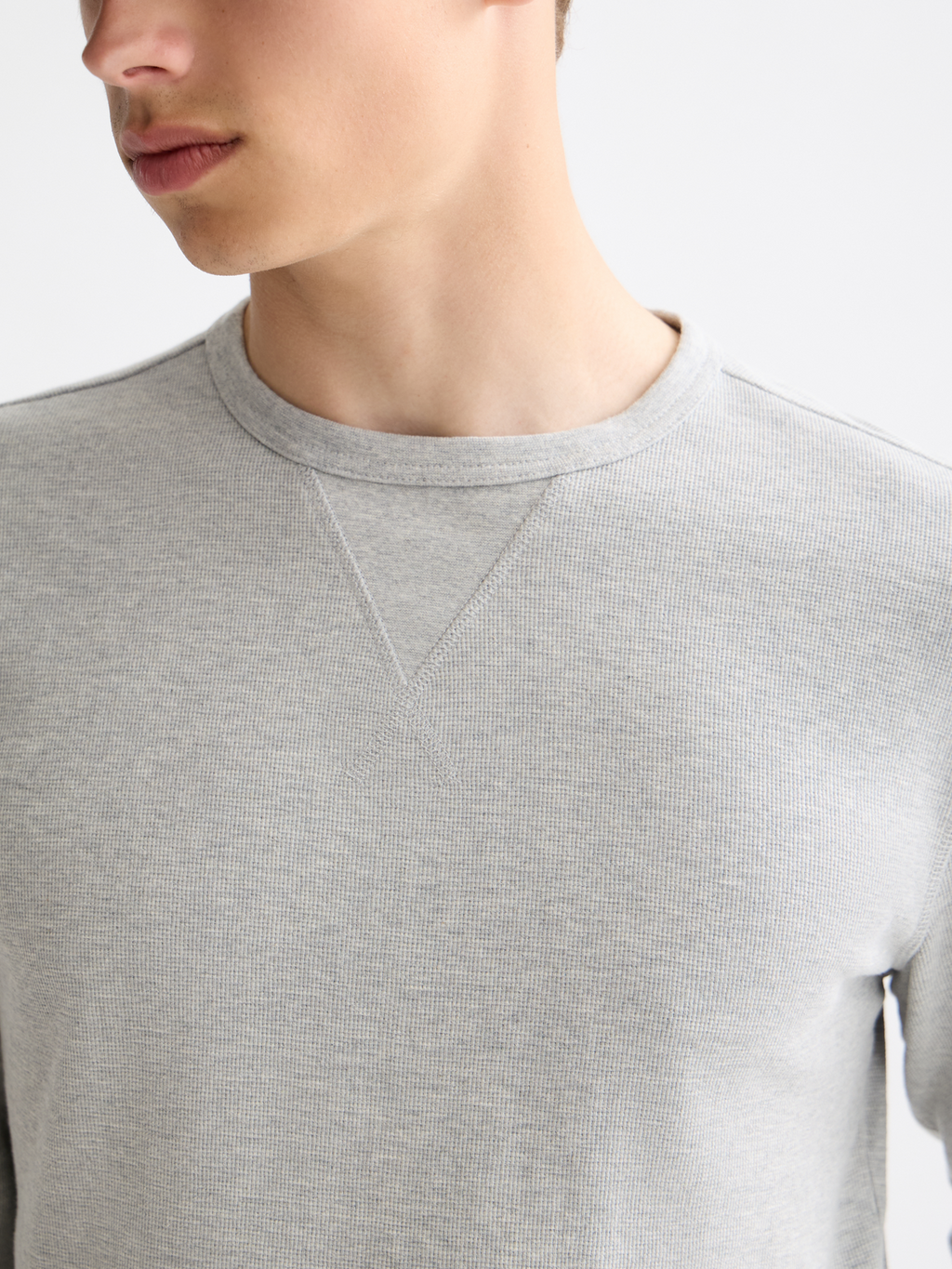 Waffle long sleeved t-shirt - Mid Grey Melange
