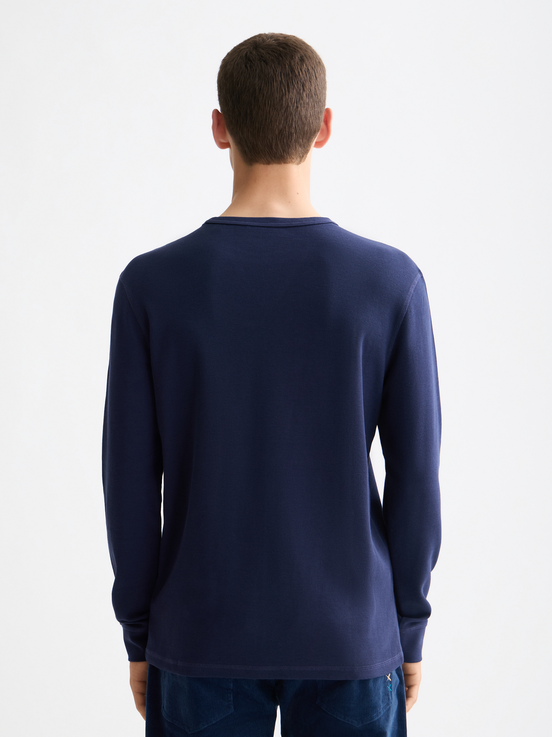 Waffle long sleeved t-shirt - Peacoat