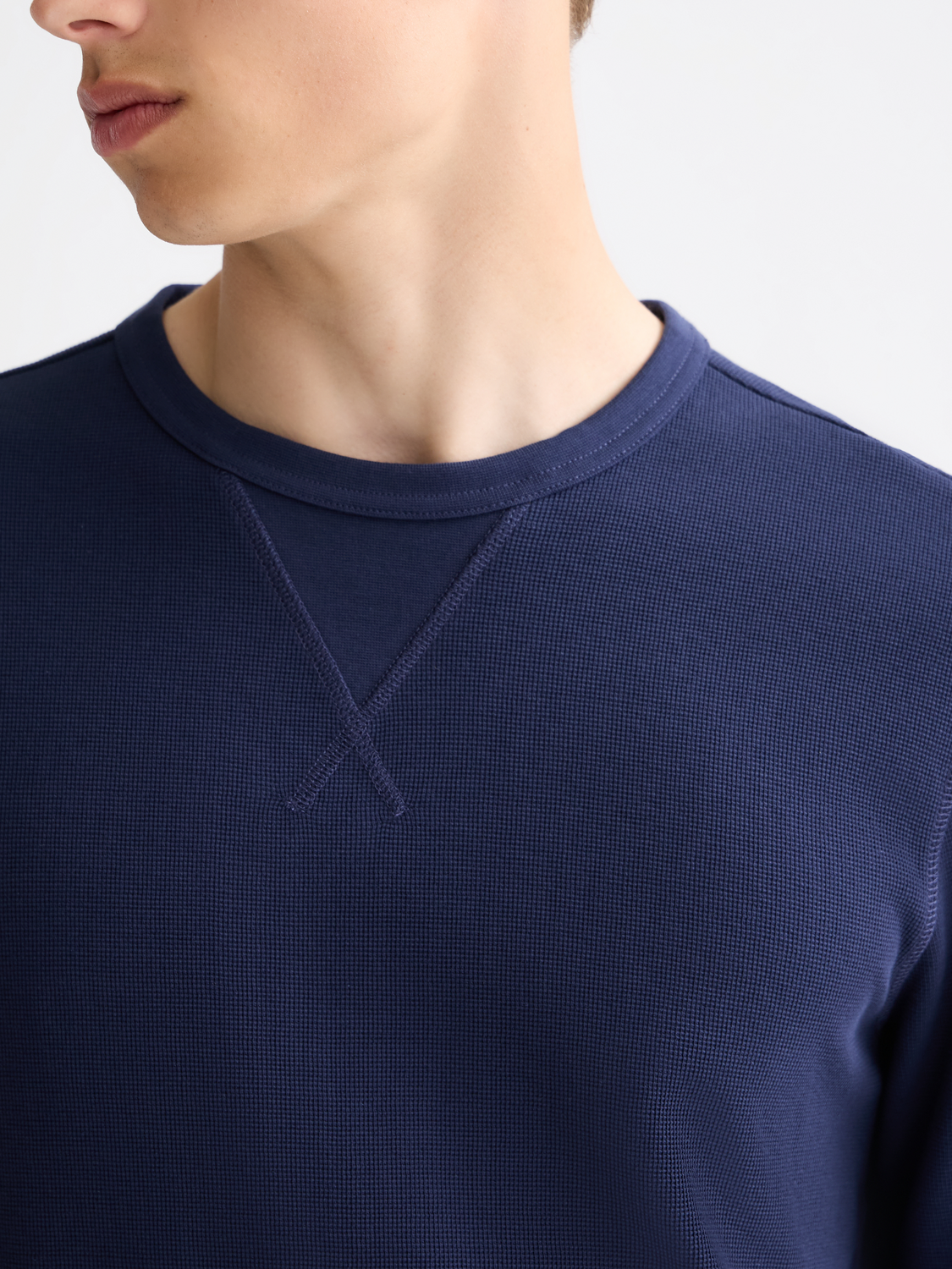 Waffle long sleeved t-shirt - Peacoat