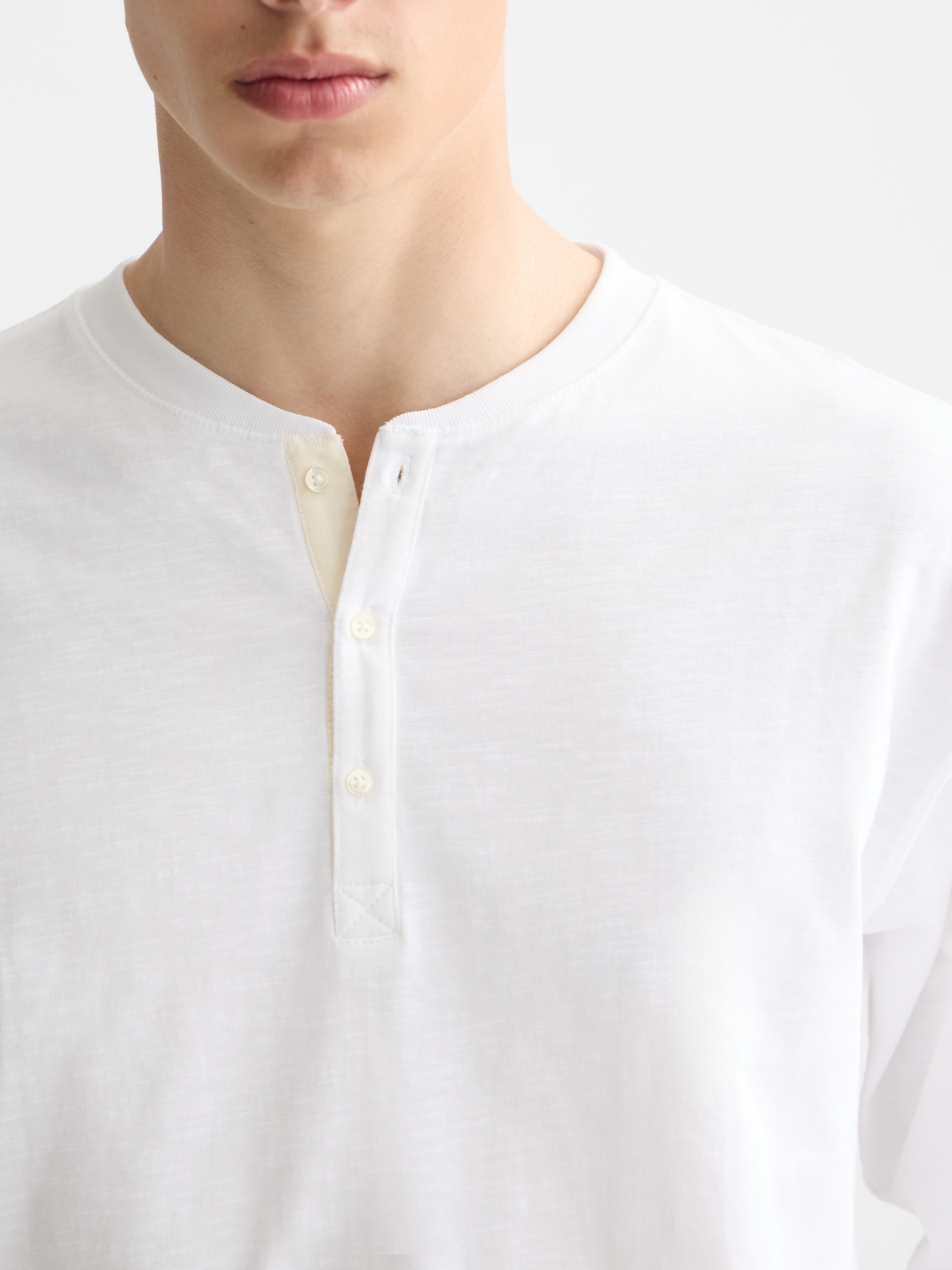 Slub Henley shirt - Bright White