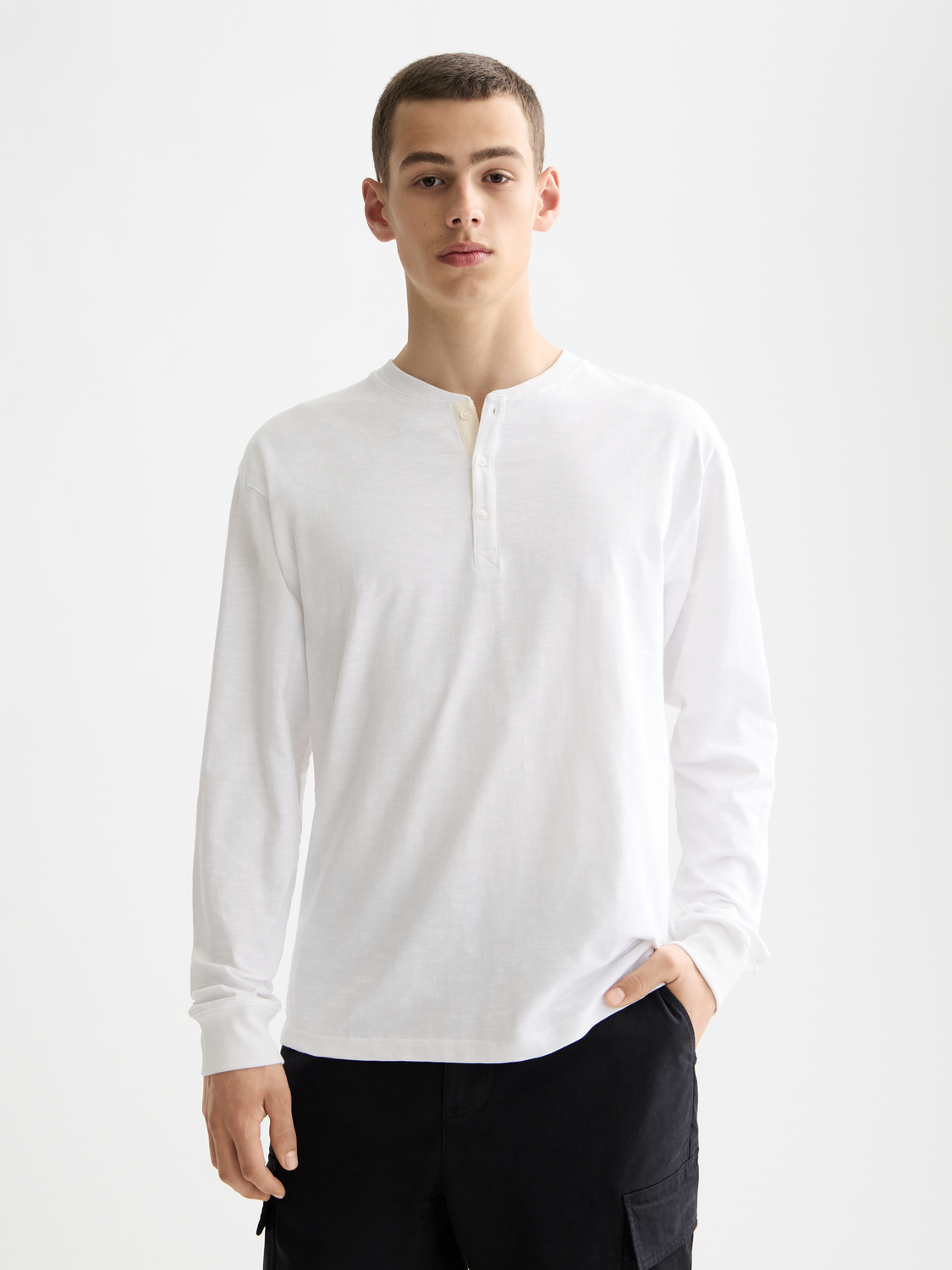 Slub Henley shirt - Bright White