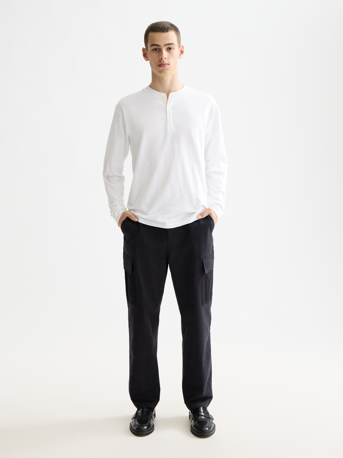 Slub Henley shirt - Bright White