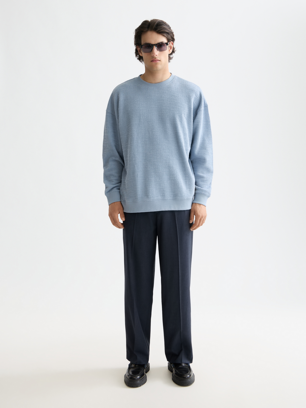Textured sweatshirt - Faded Denim