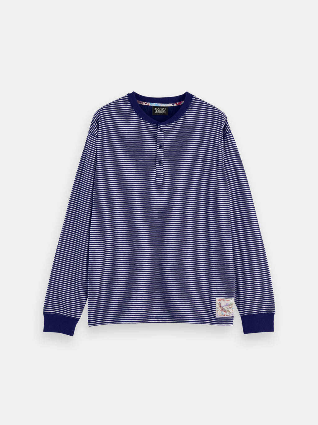 Striped henley shirt - Navy/White Stripe