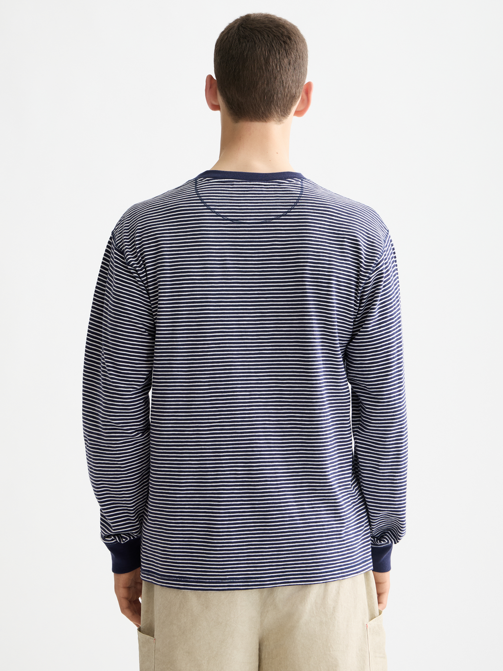 Striped henley shirt - Navy/White Stripe