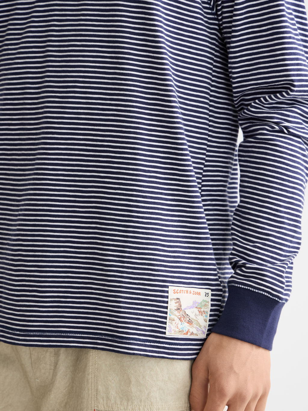 Striped henley shirt - Navy/White Stripe