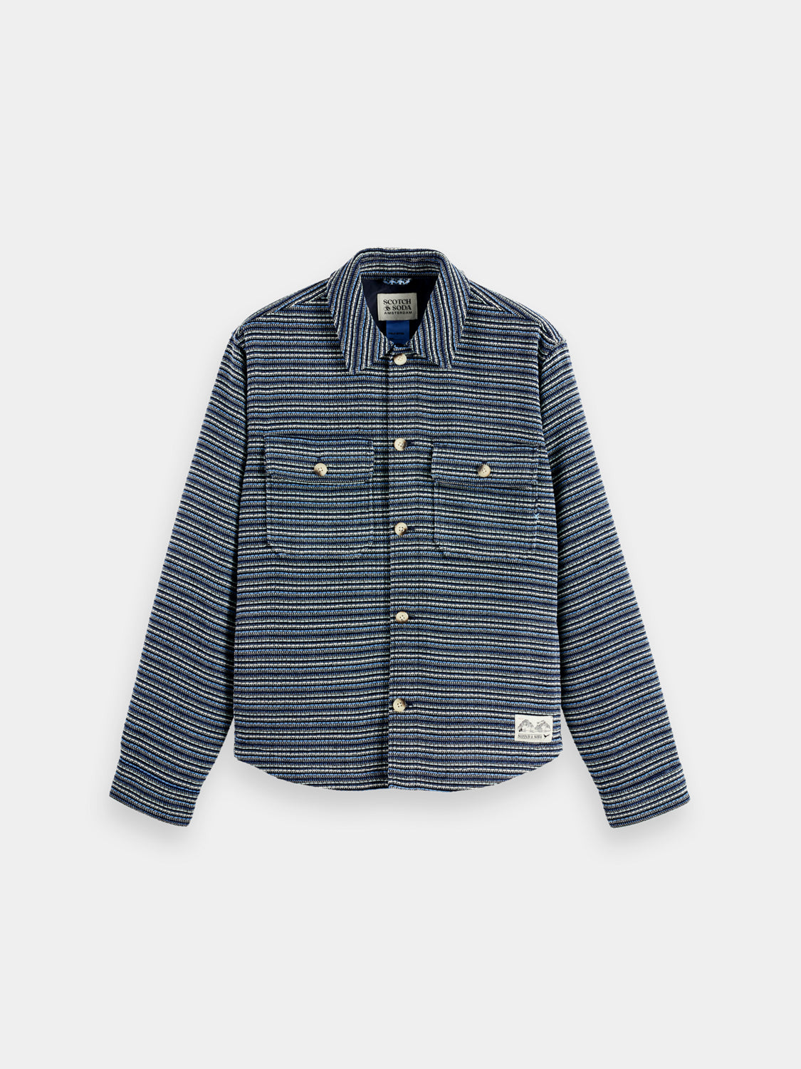 Structured striped overshirt - Blue Stripe