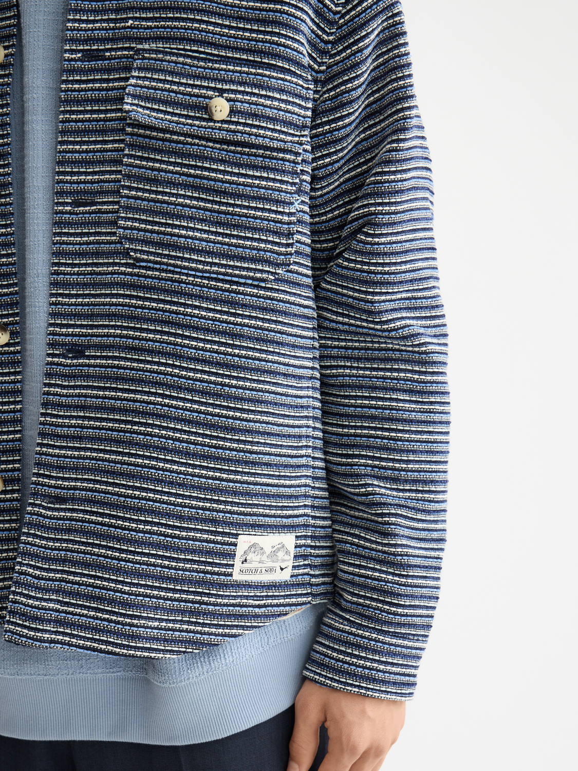 Structured striped overshirt - Blue Stripe